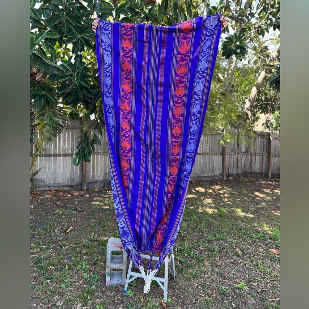 Vintage Handwoven Peruvian Hammock Purple Orange Andean Textile Woven Hammock